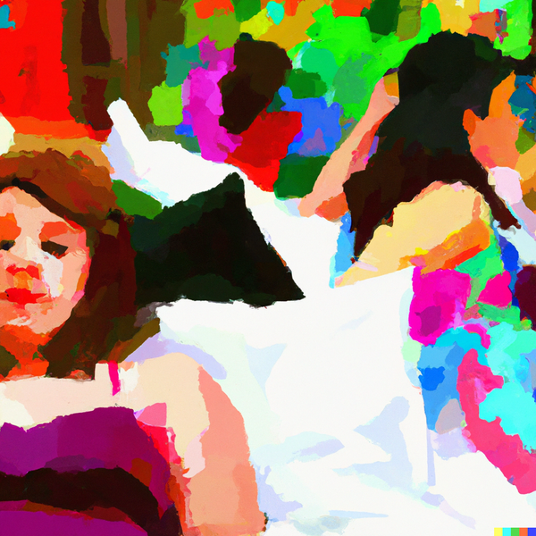 A sleeping woman next to a party